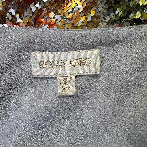 Ronny Kobo Eden Lined One Shoulder Sequin Ruched Mini Dress Multicolor Size XS - Picture 9 of 11
